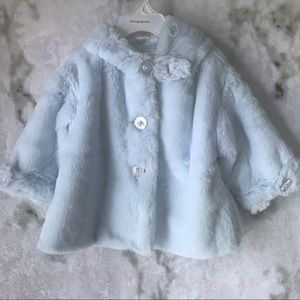 3/$20 Bearington Baby Blue Faux Fur Coat